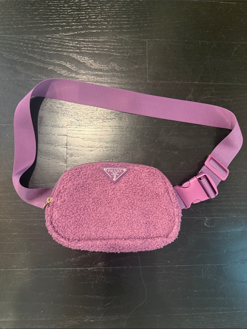 Purple Shearling Belt Pouch